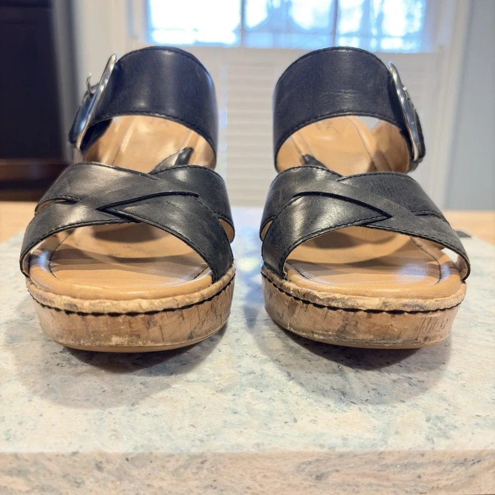 BOC Born Womens Sandal Black Wedge Platform Mule‎ Y2K Shoe 9M
